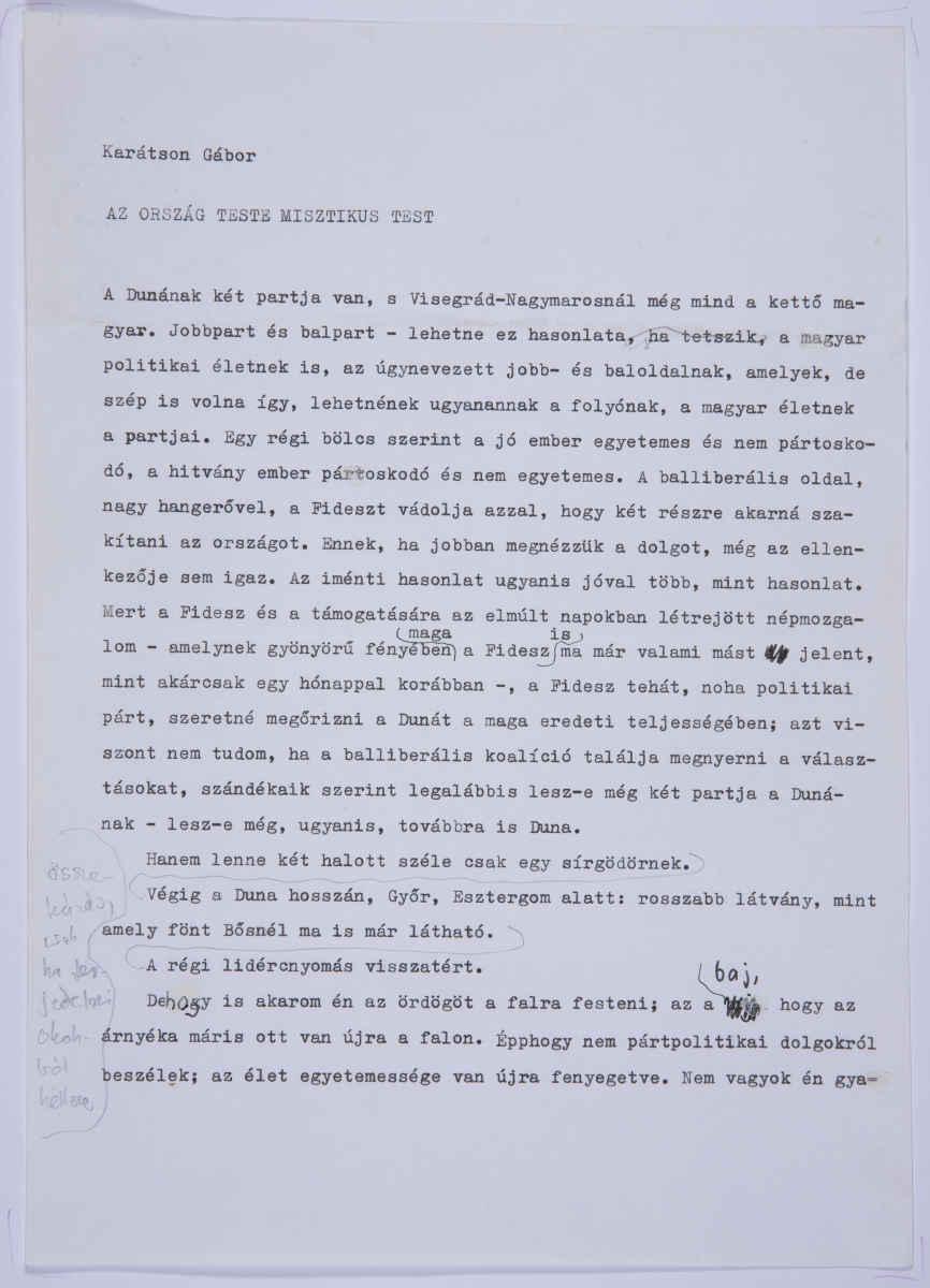 Az ország teste misztikus test