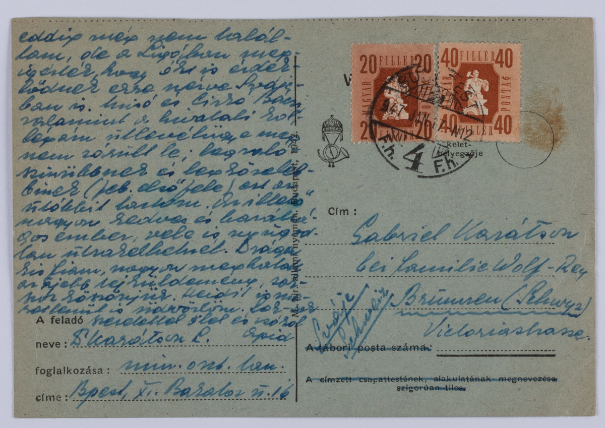 dr. Karátson László levelei Karátson Gábornak